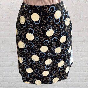 Express black, gold, blue, and cream vintage skirt